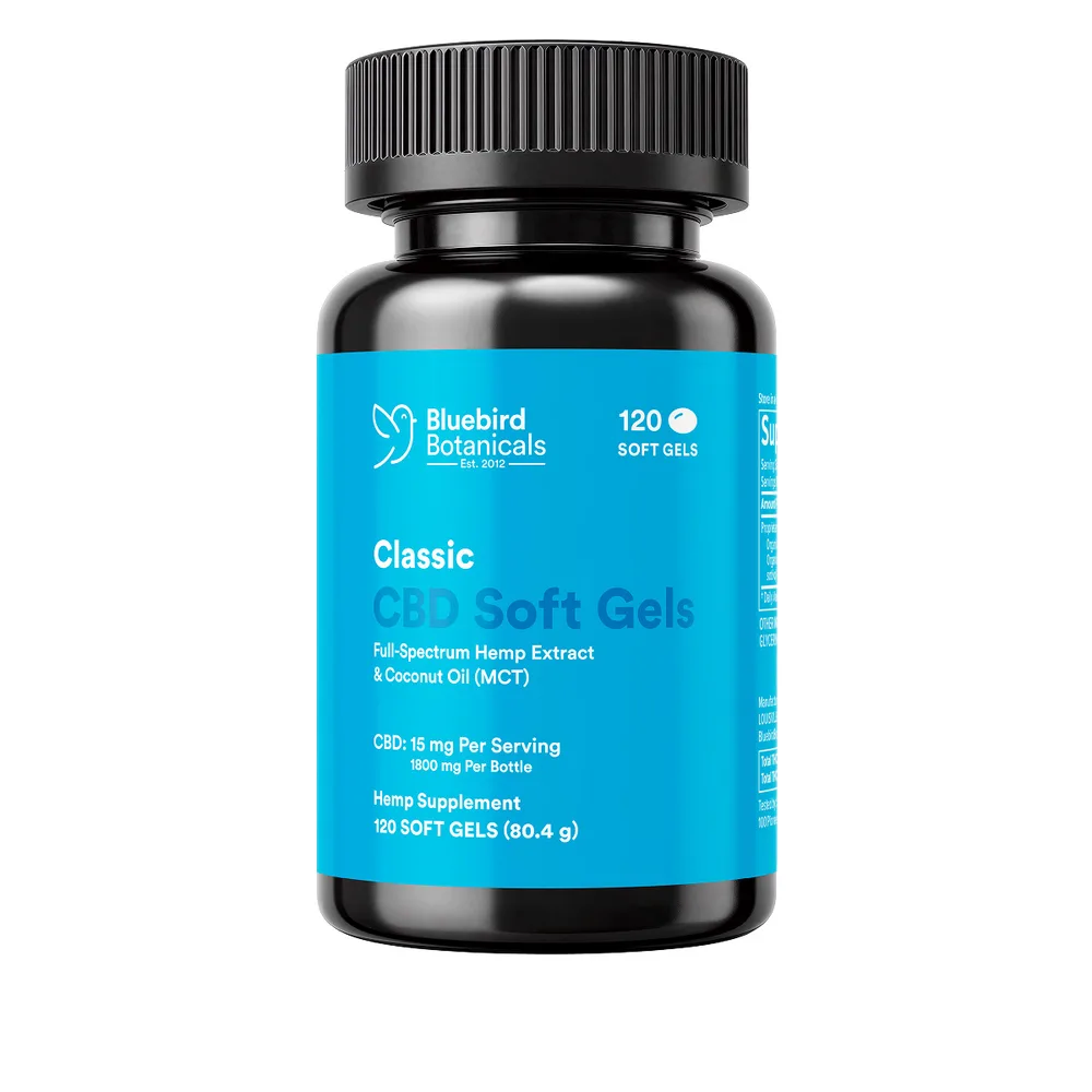 Bluebird Botanicals, Classic CBD Oil Softgels, Full Spectrum, 120ct, 1800mg CBD