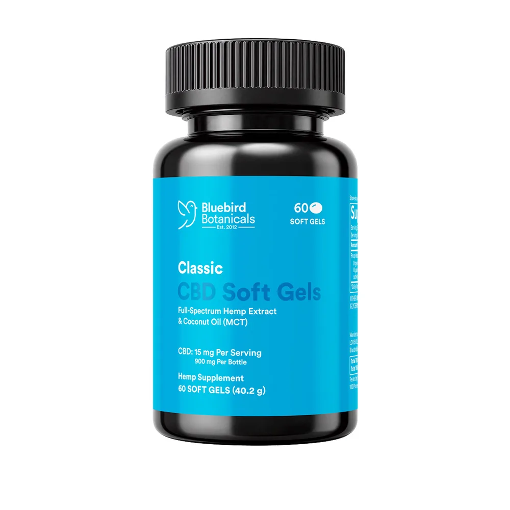 Bluebird Botanicals, Classic CBD Oil Softgels, Full Spectrum, 60ct, 900mg CBD