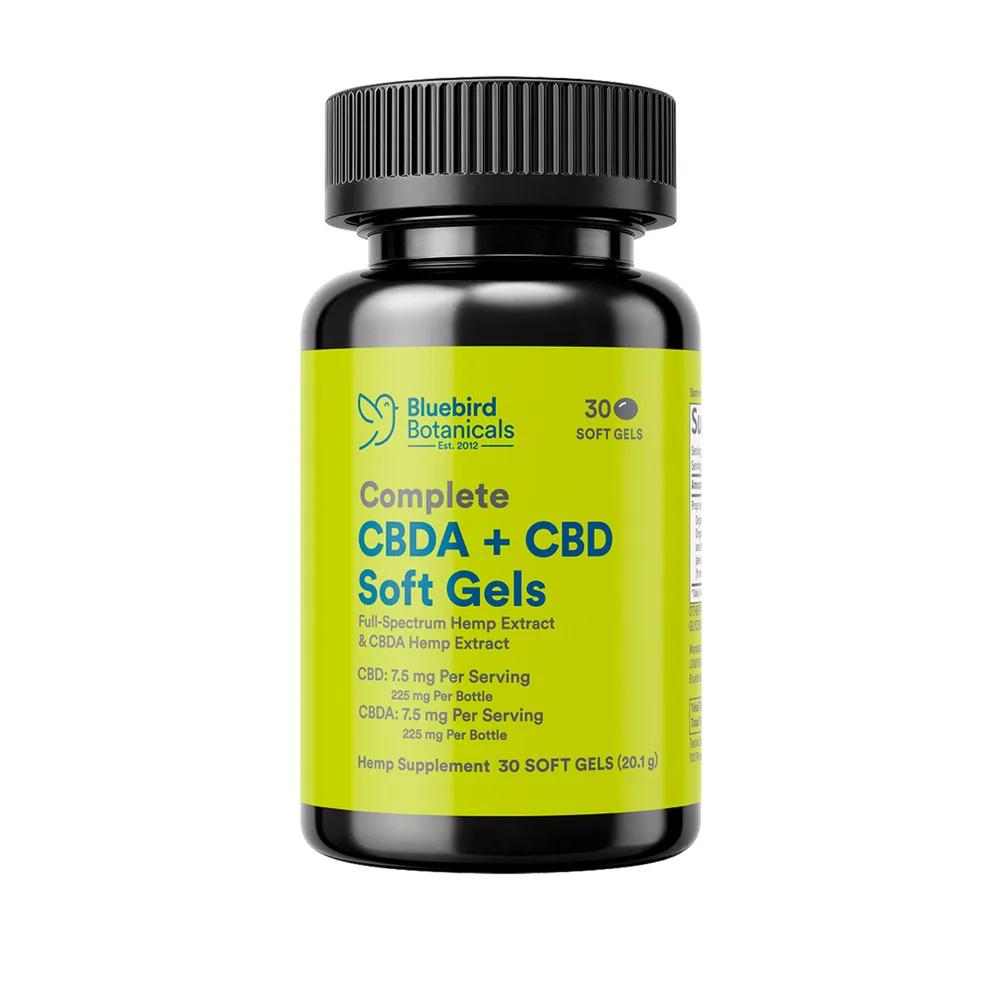 Bluebird Botanicals, Complete CBD + CBDA Oil Softgels, Full Spectrum, 30ct, 225mg CBDA + 225mg CBD