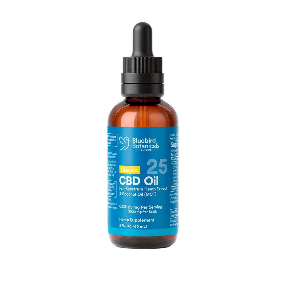 Bluebird Botanicals, Extra Strength Classic CBD Oil 25mg, Full Spectrum, 2fl oz, 3000mg CBD