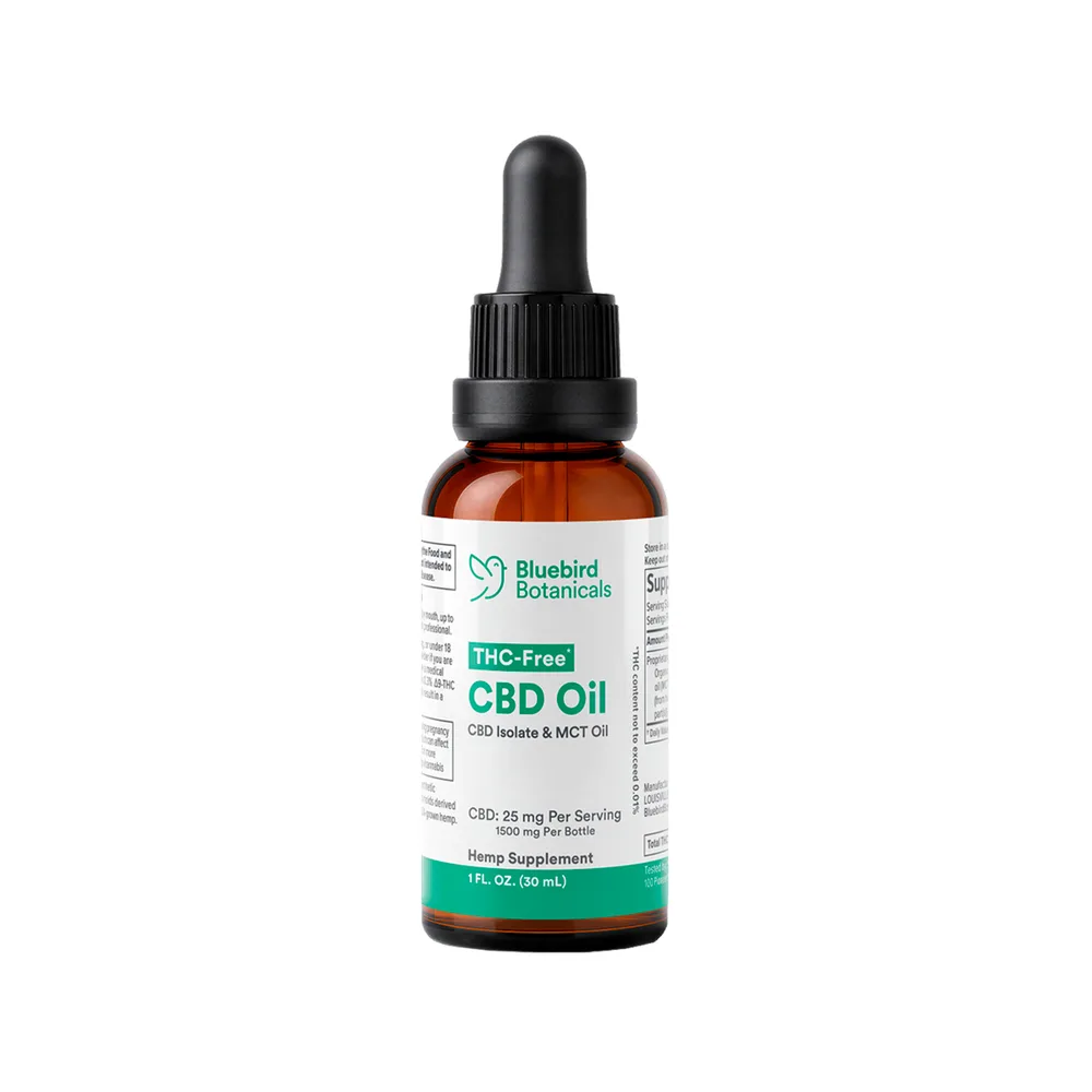 Bluebird Botanicals, THC Free CBD Oil 25mg, Isolate, Natural Flavor, 1fl oz, 1500mg CBD