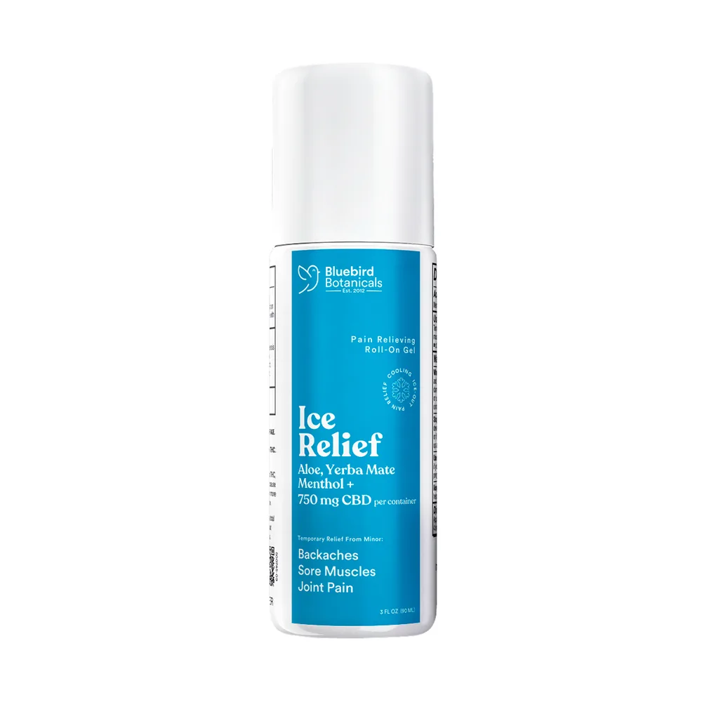 Bluebird Botanicals, Ice Relief CBD Roll-On, Broad Spectrum THC-Free, 3fl oz, 750mg CBD