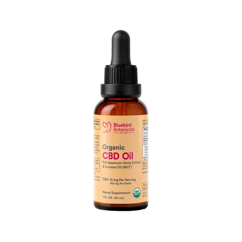 Bluebird Botanicals, Organic CBD Oil, Full Spectrum, 1fl oz, 900mg CBD