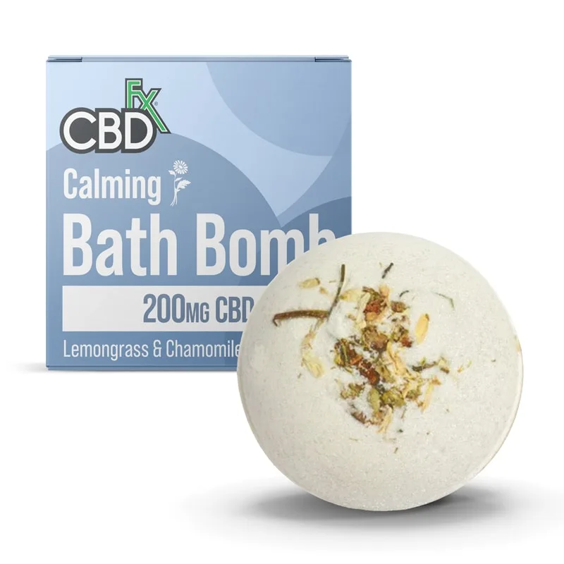 CBDfx, CBD Bath Bomb – Calming, Lemongrass + Chamomile, Isolate THC-Free, 200mg CBD