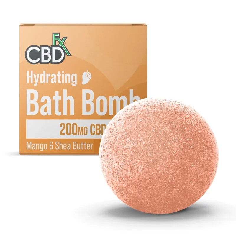 CBDfx, CBD Bath Bomb – Hydrating, Mango + Shea Butter, Isolate THC-Free, 200mg CBD