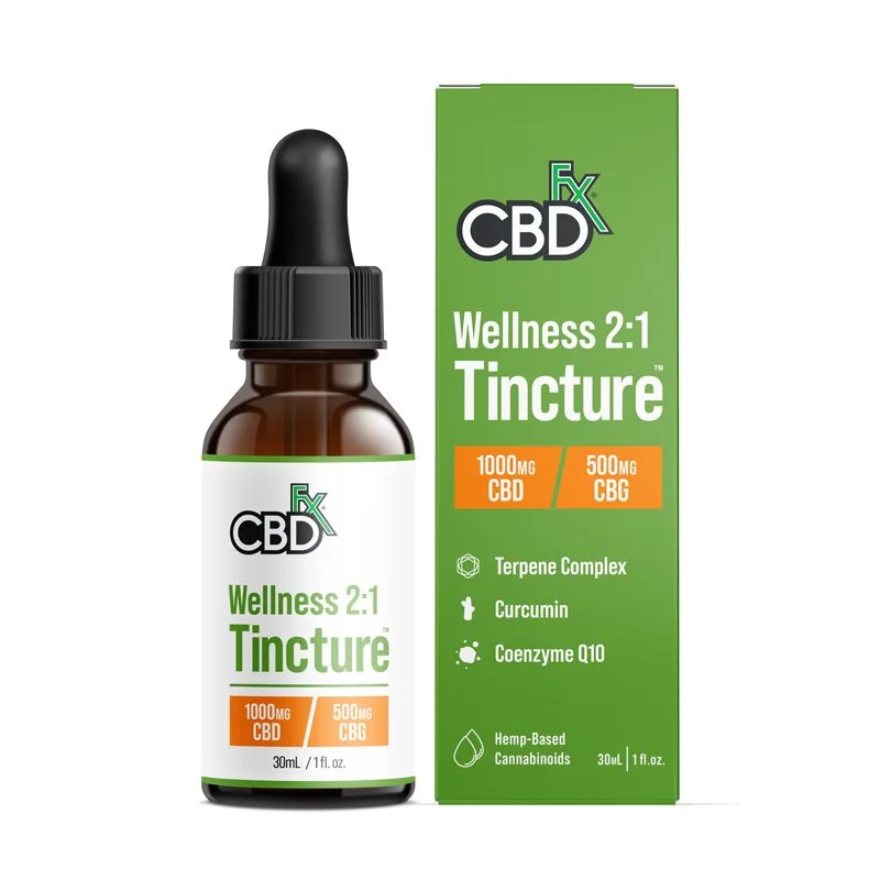 CBDfx, CBD + CBG Oil Wellness Tincture, Broad Spectrum, 1fl oz, 500mg CBG + 1000mg CBD