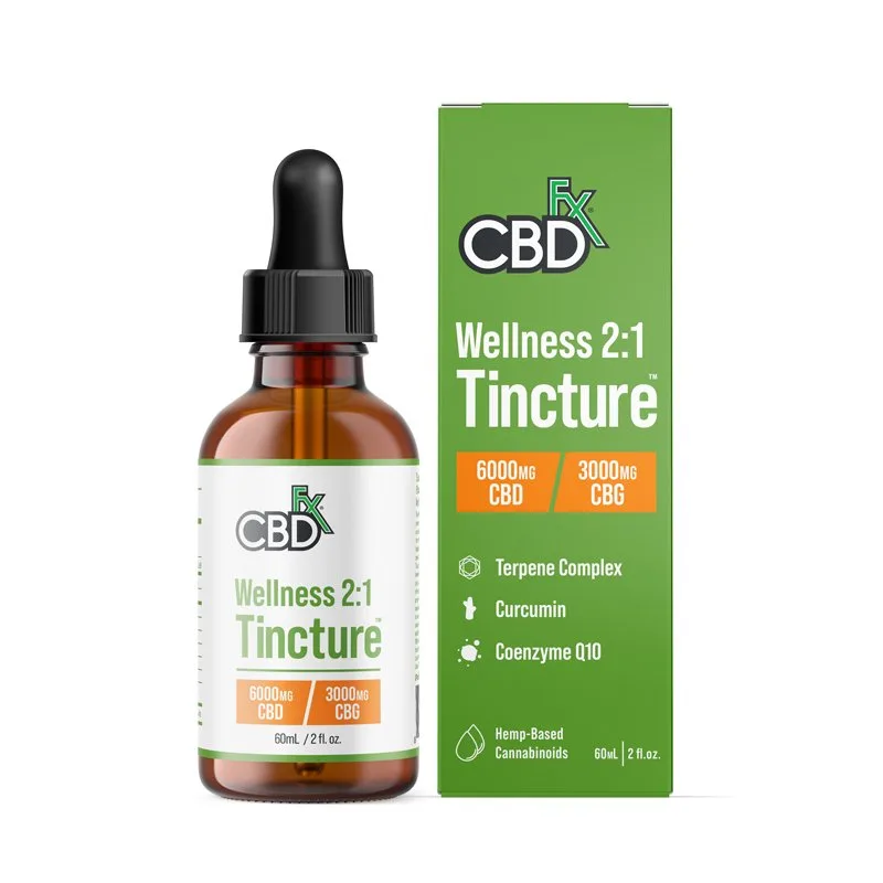 CBDfx, CBD + CBG Oil Wellness Tincture, Broad Spectrum, 2fl oz, 3000mg CBG + 6000mg CBD