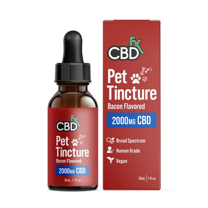 CBDfx, CBD Oil For Pets – Large Breeds Extra Strength, Broad Spectrum THC-Free, Bacon Flavor, 1fl oz, 2000mg CBD