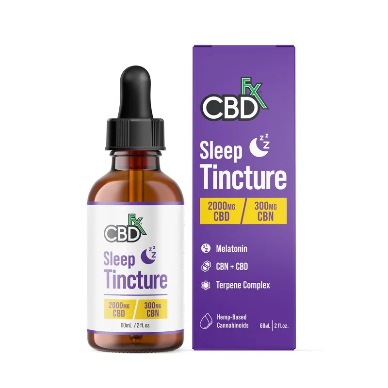 CBDfx, CBD Oil Sleep Tincture with Melatonin, Broad Spectrum THC-Free, 2fl oz, 300mg CBN + 2000mg CBD