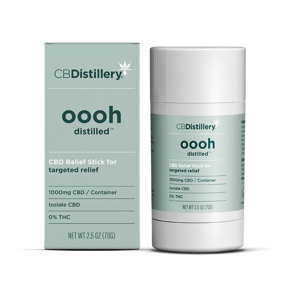 CBDistillery, Oooh Distilled CBD Relief Stick For Targeted Relief, Isolate THC-Free, 2.5oz, 1000mg CBD