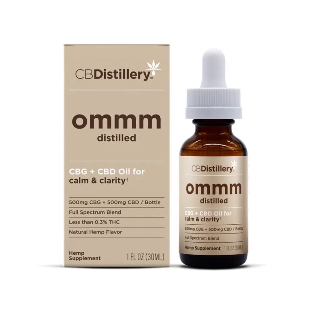 CBDistillery, Ommm Distilled CBG + CBD Oil for Calm & Clarity, Full Spectrum, 1fl oz, 500mg CBG + 500mg CBD