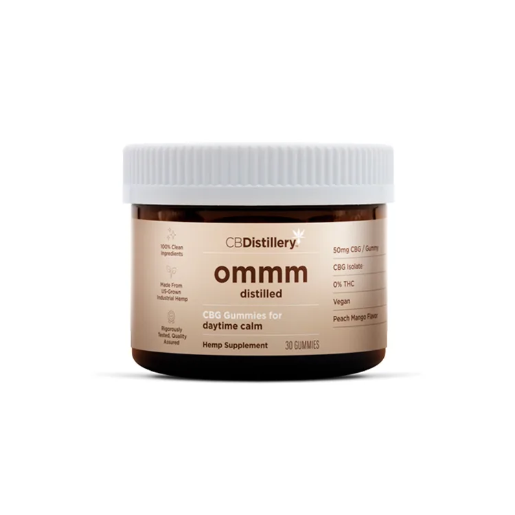 CBDistillery, Omm Distilled CBG Gummies for Daytime Calm, Peach Mango, Isolate THC-Free, 30ct, 1500mg CBG
