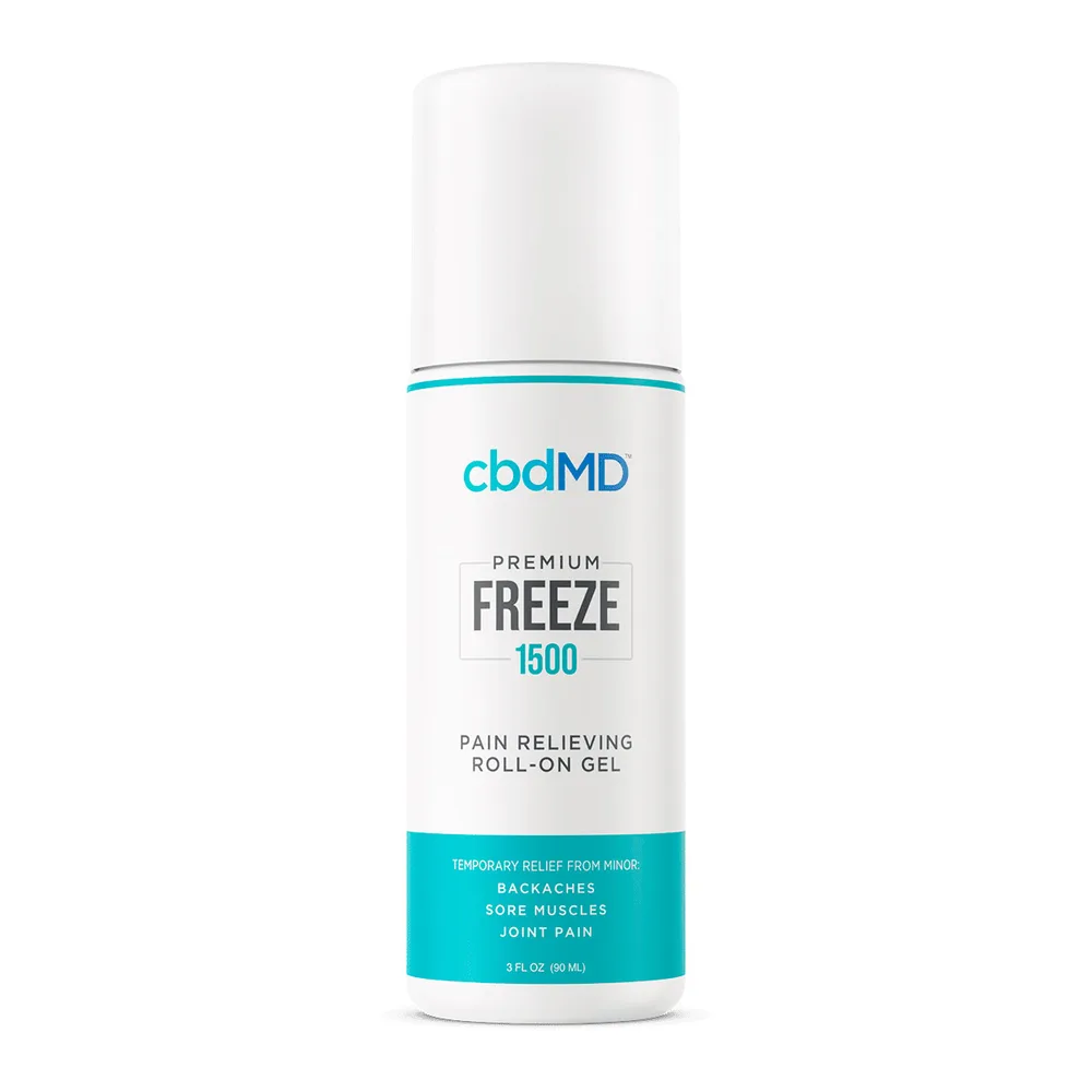 cbdMD, CBD Freeze Roller Gel, Broad Spectrum THC-Free, 3fl oz, 1500mg CBD