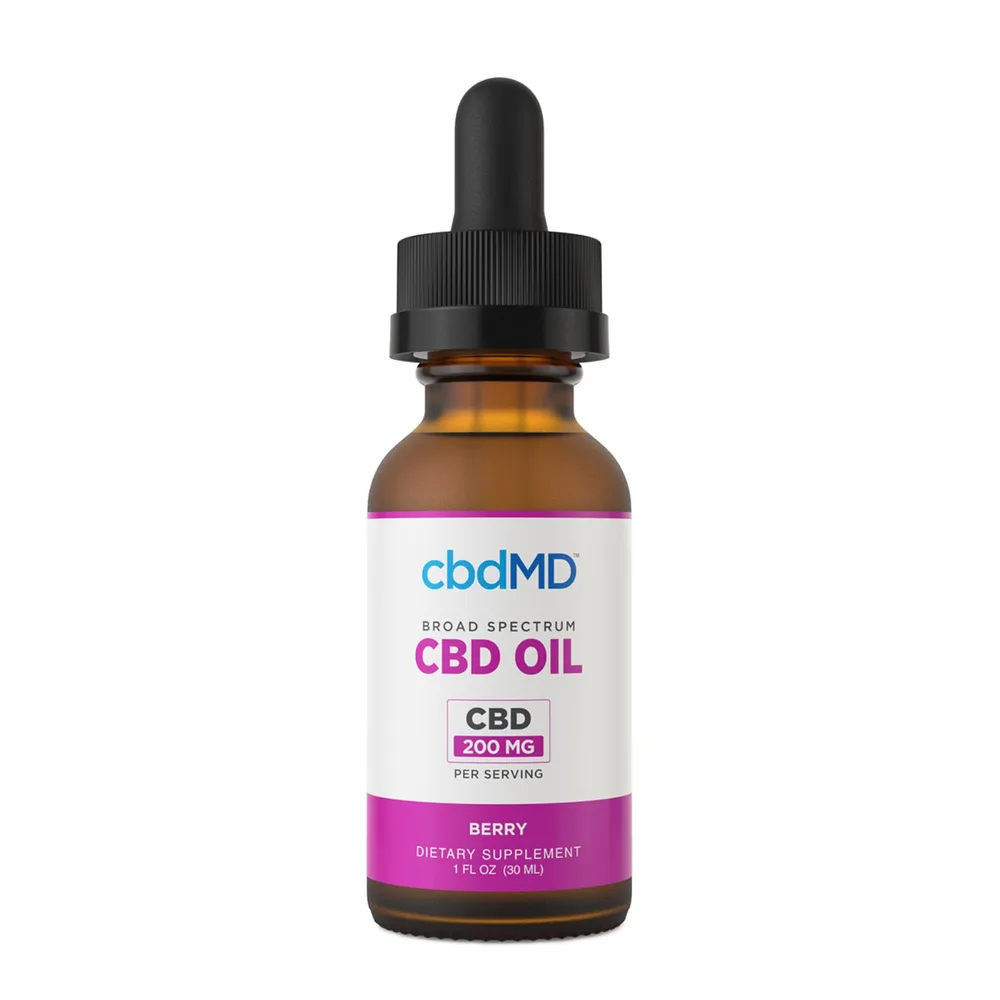 cbdMD, CBD Oil Tincture, Broad Spectrum THC-Free, Berry, 1fl oz, 6000mg CBD