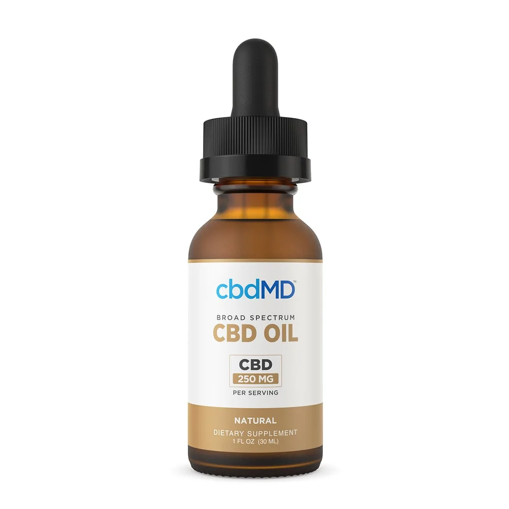 cbdMD, CBD Oil Tincture, Broad Spectrum THC-Free, Natural Flavor, 1fl oz, 7500mg CBD