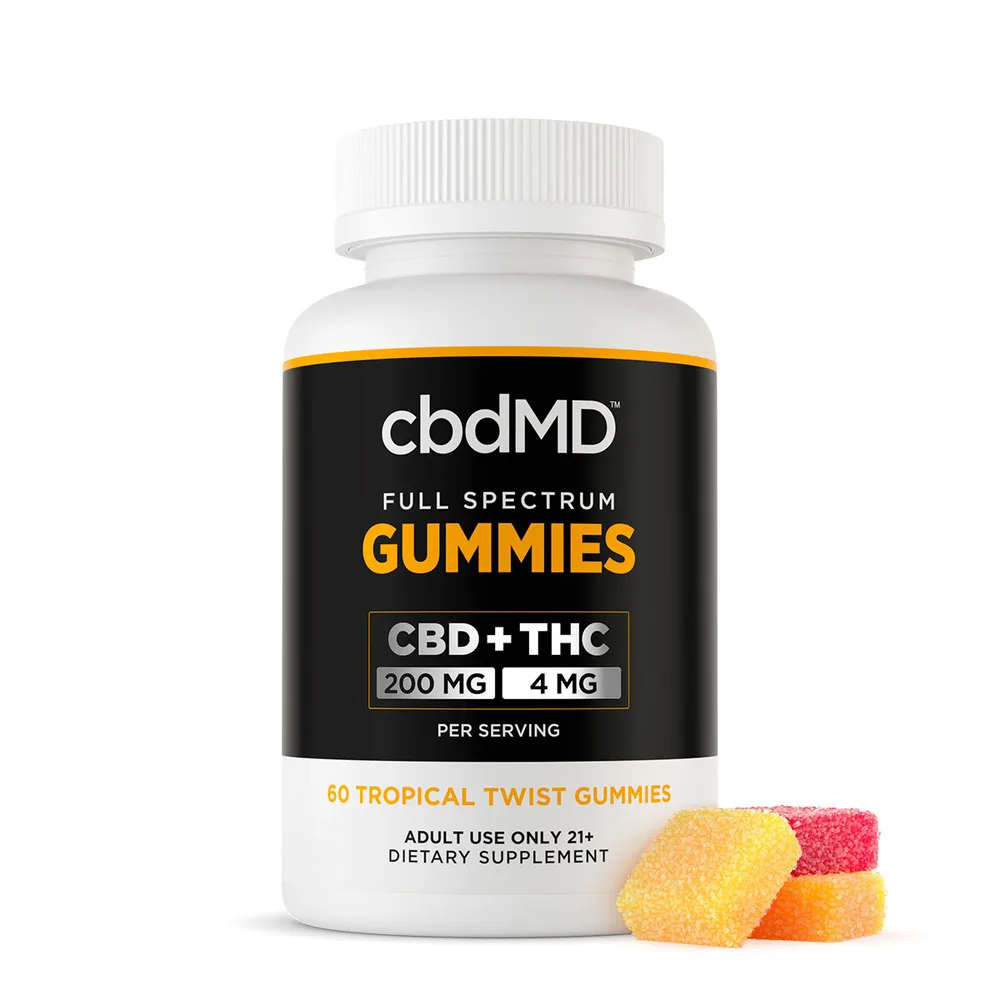 cbdMD, CBD Gummies, Tropical Twist, Full Spectrum, 60ct, 120mg THC + 6000mg CBD