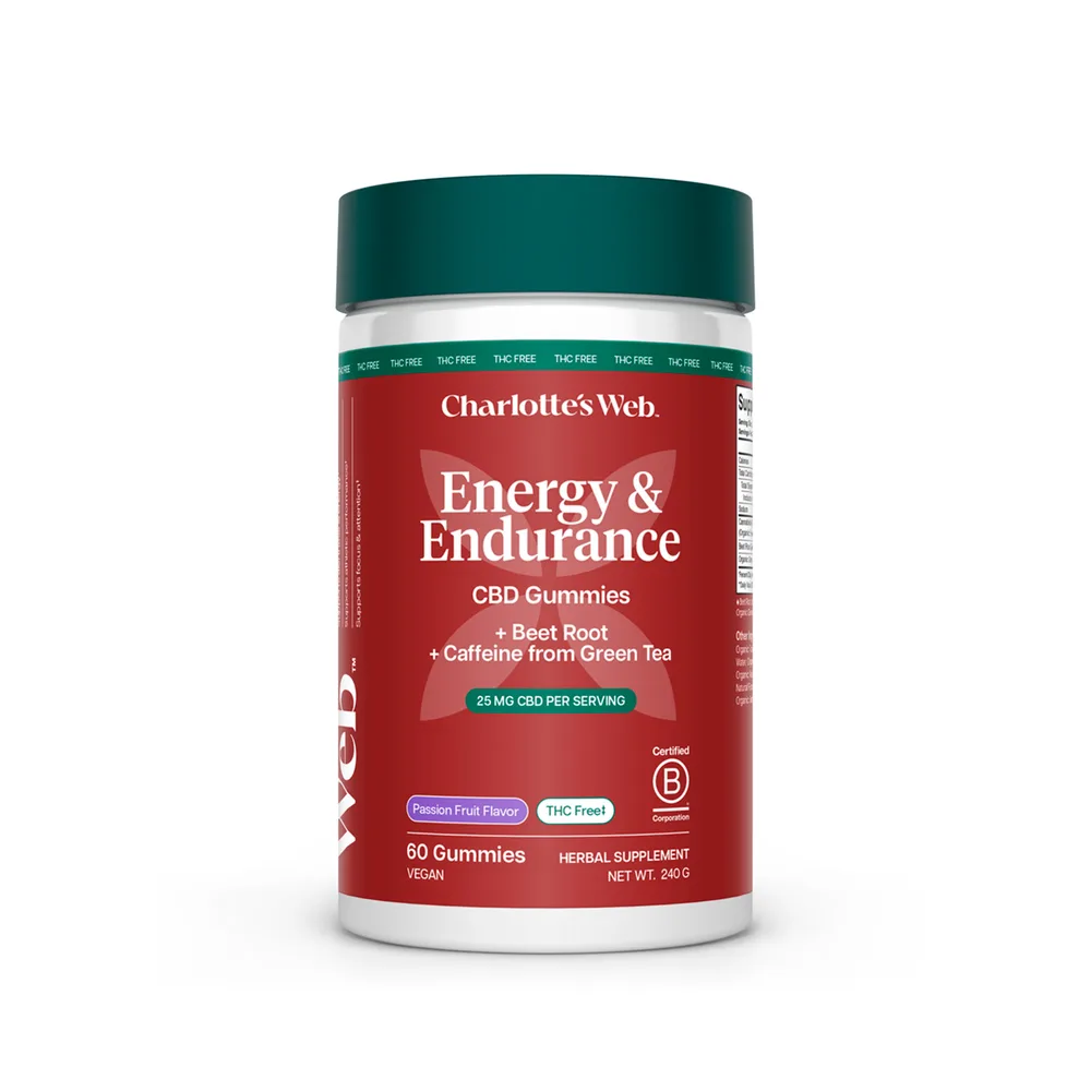 Charlotte’s Web, Endurance CBD Gummies, Passion Fruit, Broad Spectrum THC-Free, 60ct, 750mg CBD