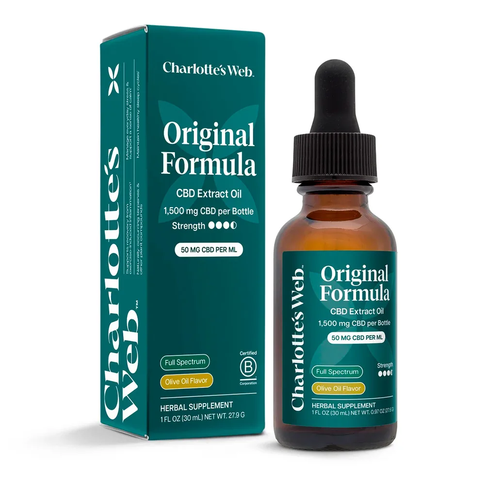Charlotte's Web, Original Formula CBD Oil 50mg, Olive Oil Natural, Full Spectrum, 1fl oz, 1500mg CBD