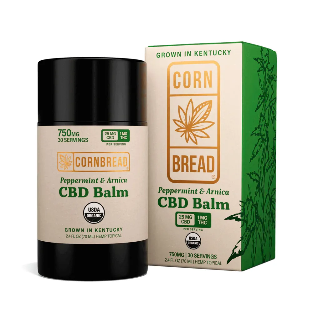 Cornbread Hemp, CBD Balm, Peppermint &amp; Arnica, Full Spectrum, 2.4fl oz, 30mg THC + 750mg CBD