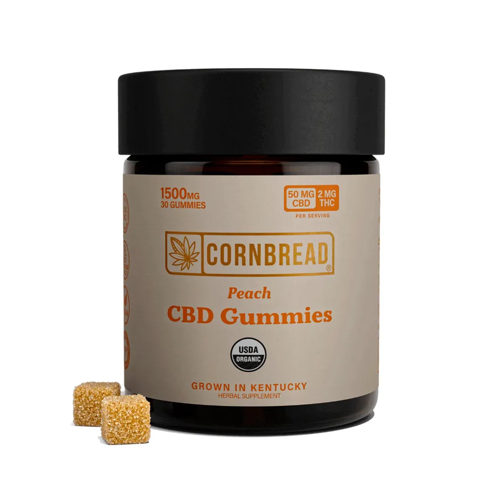 Cornbread Hemp, CBD Gummies, Peach, Full Spectrum, 30ct, 60mg THC + 1500mg CBD