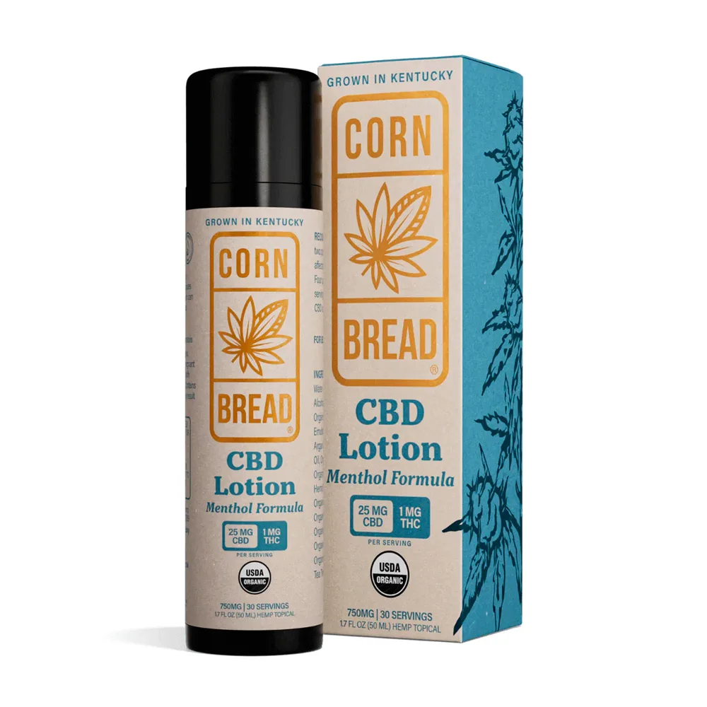 Cornbread Hemp, CBD Lotion + Menthol, Full Spectrum, 1.7fl oz, 30mg THC + 750mg CBD