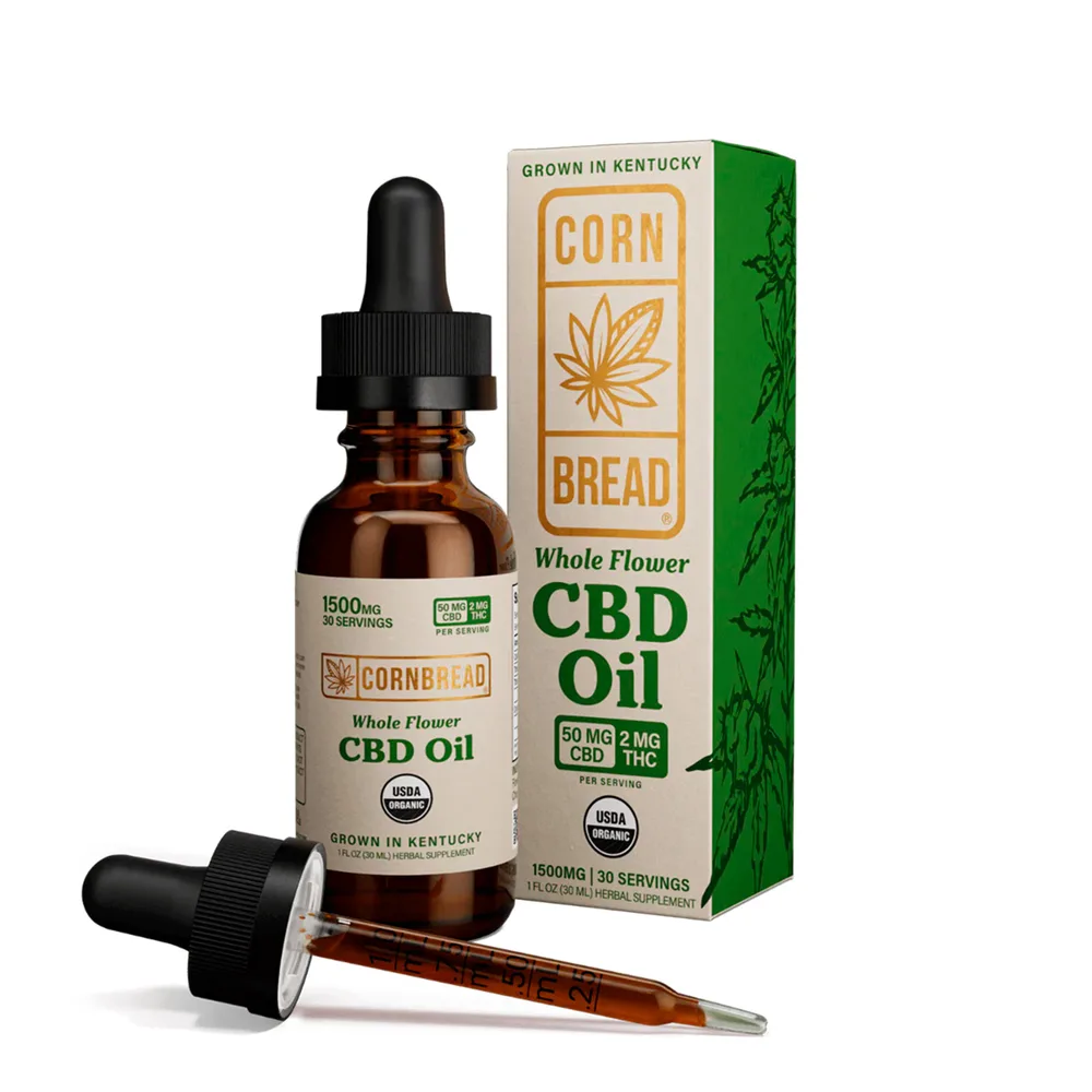 Cornbread Hemp, Whole Flower CBD Oil, Full Spectrum, 1fl oz, 60mg THC + 1500mg CBD