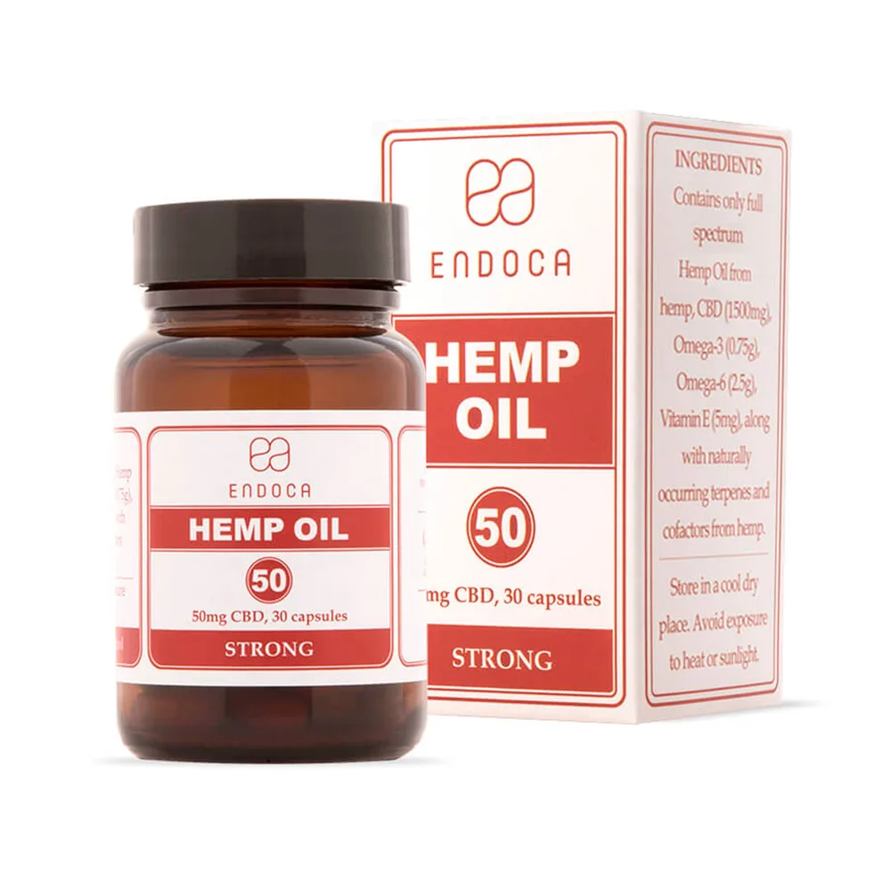 Endoca, CBD Capsules 50mg Strong, Full Spectrum, 30ct, 1500mg CBD