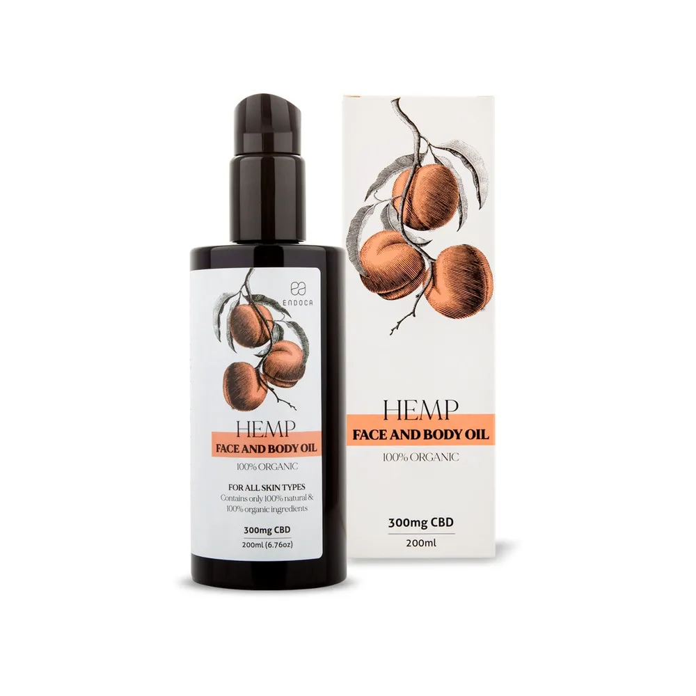 Endoca, CBD Face + Body Oil, Full Spectrum, 6.8oz, 300mg CBD