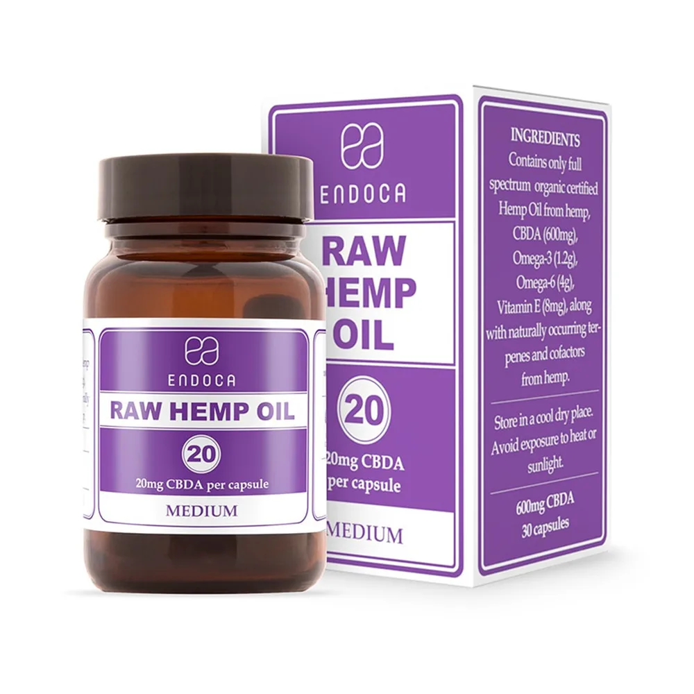 Endoca, Raw CBDA Capsules, 20mg Medium, Full Spectrum, 30ct, 600mg CBDA