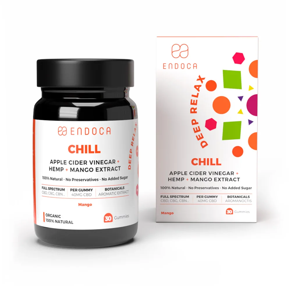 Endoca, Chill CBD Gummies, Mango, Full Spectrum, 30ct, 1200mg CBD