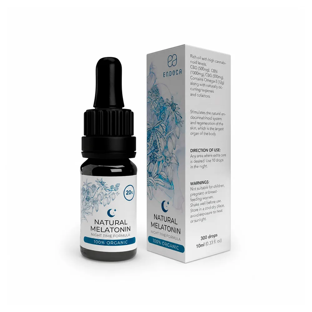 Endoca, Natural Melatonin CBN + CBG + CBD Oil, Full Spectrum, .33fl oz, 500mg CBG + 1000mg CBN + 500mg CBD