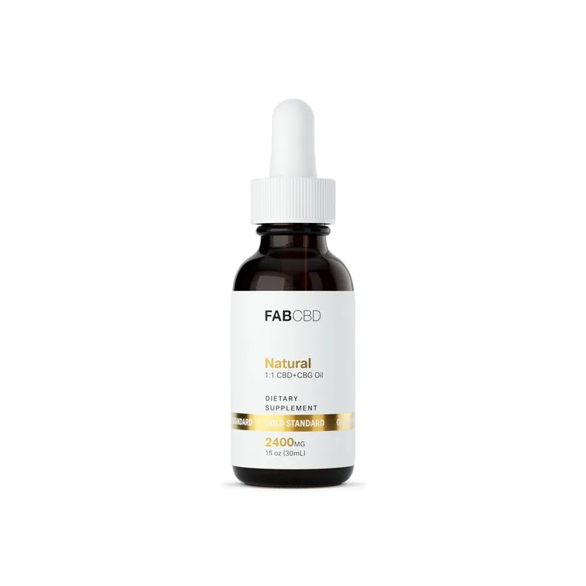 Fab CBD, CBG+CBD Gold Standard Oil, Natural, Full Spectrum, 1fl oz, 1200mg CBG + 1200mg CBD