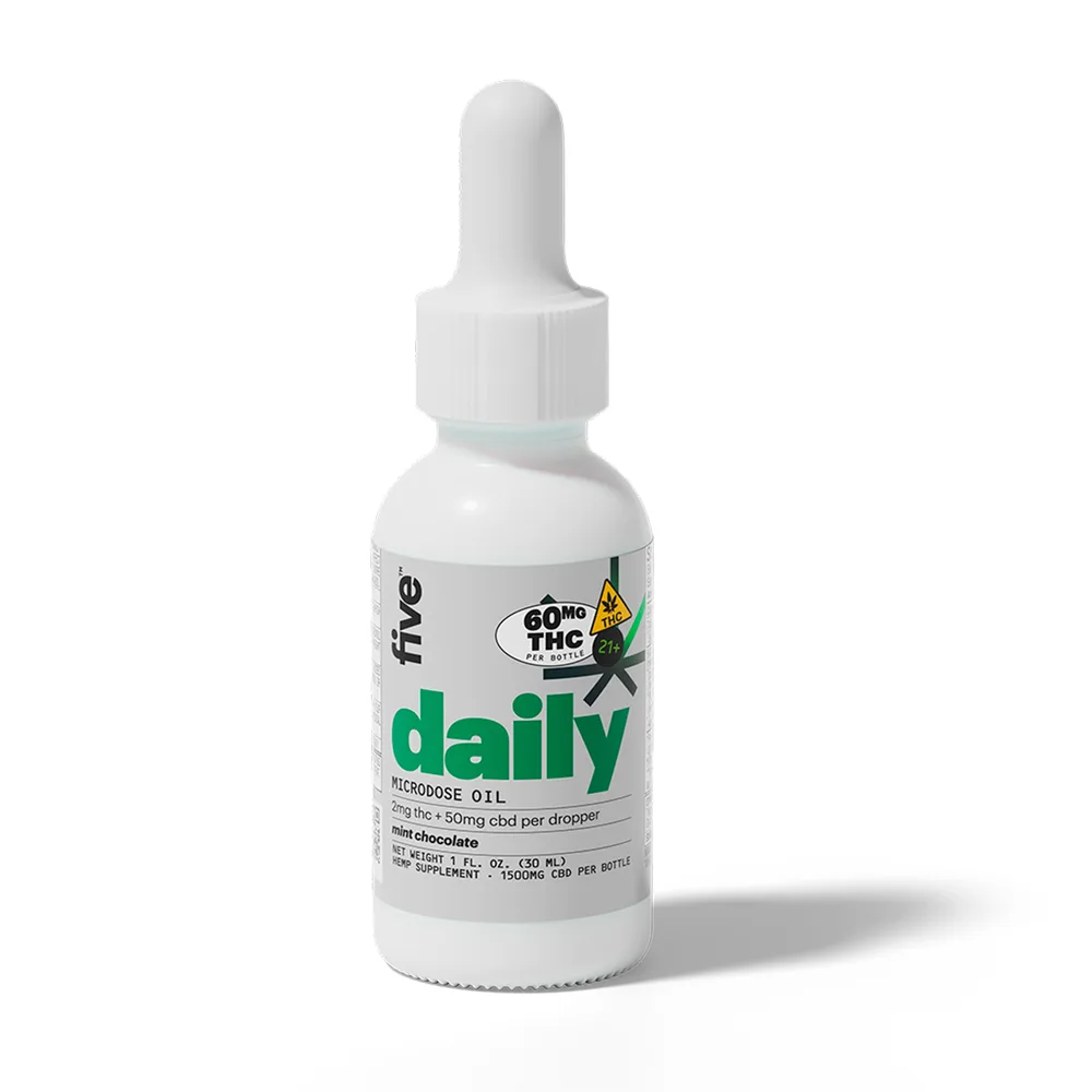 five, CBD+THC Tincture Oil, Mint Chocolate, Full Spectrum, 1fl oz, 60mg THC + 1500mg CBD