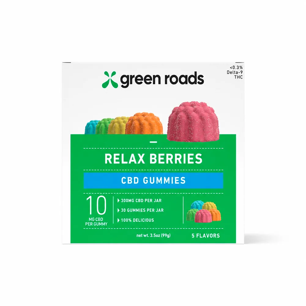 Green Roads, Relax Berries CBD Gummies, Isolate THC-Free, 30ct, 300mg CBD