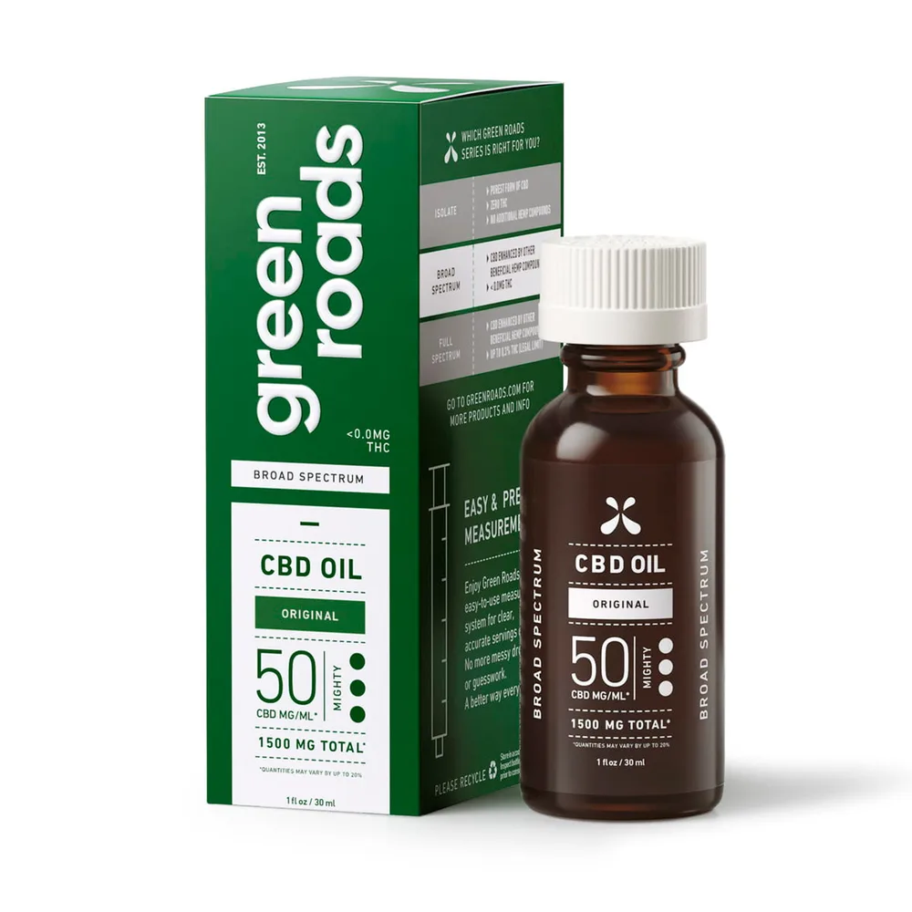 Green Roads, CBD Oil 50mg, Natural Flavor, Broad Spectrum THC-Free, 1fl oz, 1500mg CBD