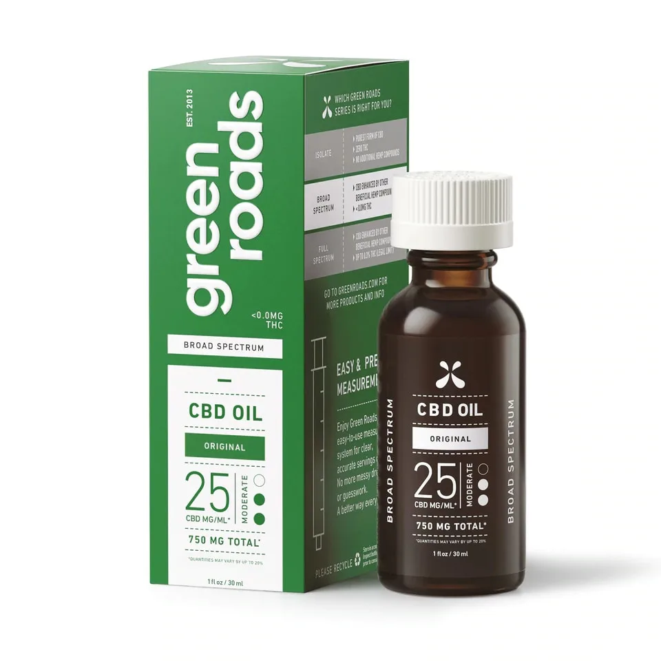 Green Roads, CBD Oil 25mg, Natural Flavor, Broad Spectrum THC-Free, 1fl oz, 750mg CBD