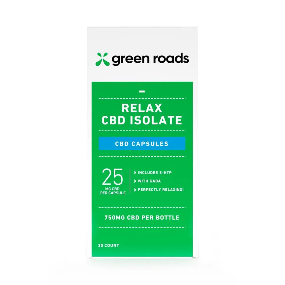 Green Roads, CBD Relax Capsules, Isolate THC-Free, 30ct, 750mg CBD