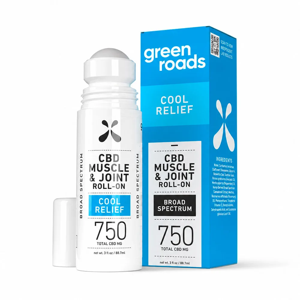 Green Roads, Cool Relief CBD Roll-On, Broad Spectrum THC-Free, 3fl oz, 750mg CBD