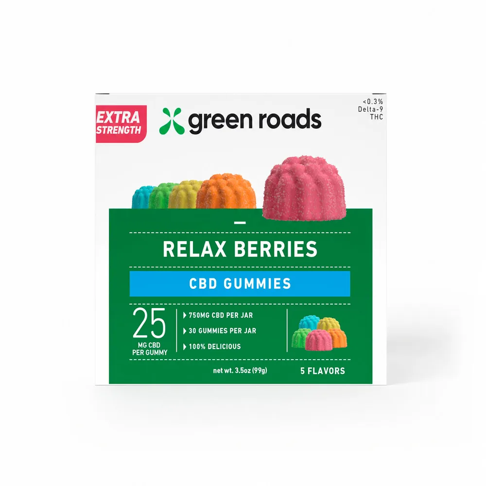 Green Roads, Extra Strength Relax Berries CBD Gummies, Isolate THC-Free, 30ct, 750mg CBD