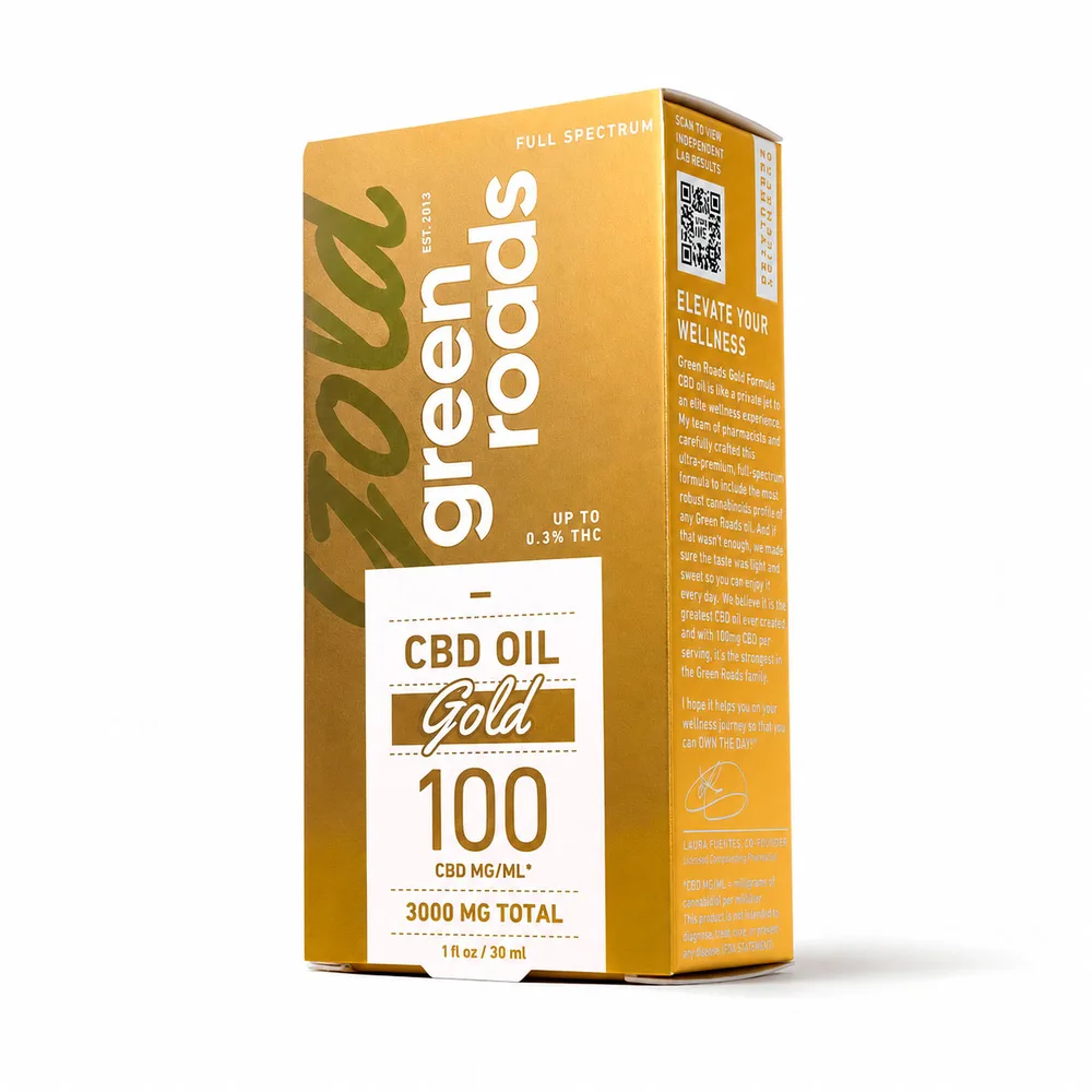 Green Roads, Gold CBD Oil 100mg, Full Spectrum, 1fl oz, 3000mg CBD