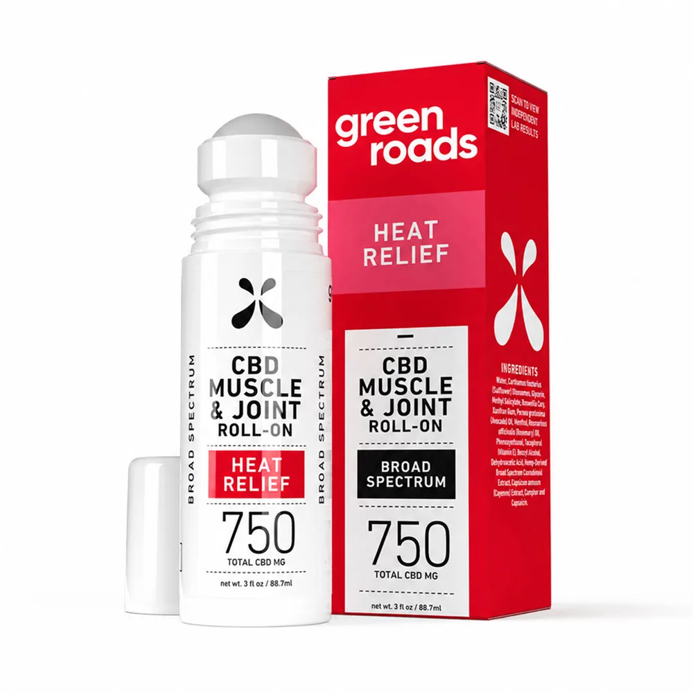Green Roads, Heat Relief CBD Roll-On, Broad Spectrum THC-Free, 3fl oz, 750mg CBD
