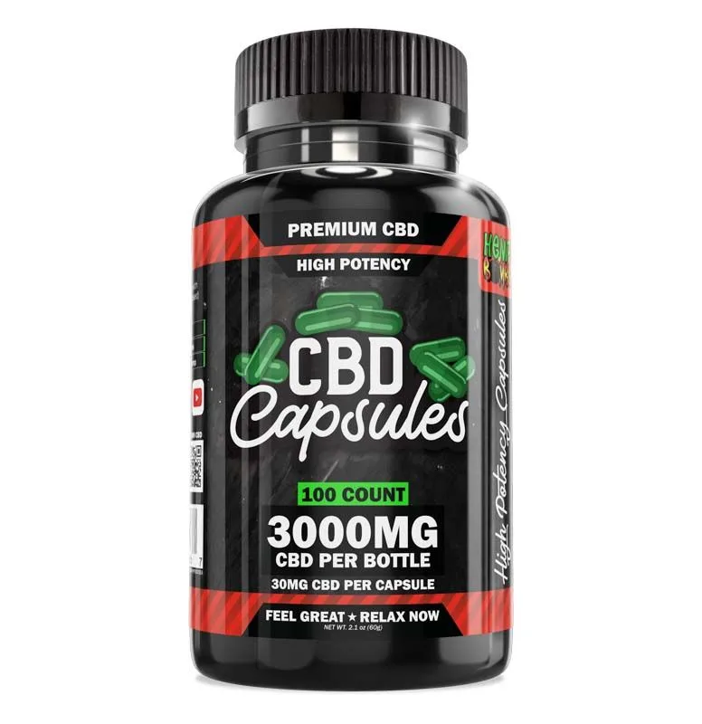 Hemp Bombs, High Potency CBD Capsules, Isolate THC-Free, 100ct, 3000mg CBD