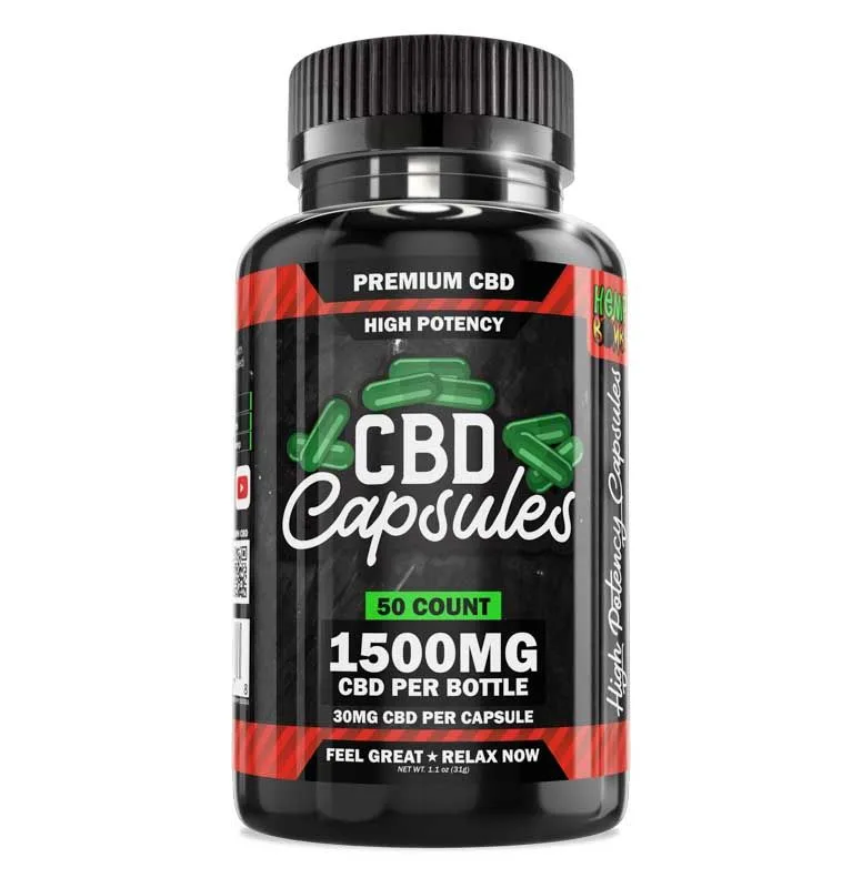 Hemp Bombs, High Potency CBD Capsules, Isolate THC-Free, 50ct, 1500mg CBD