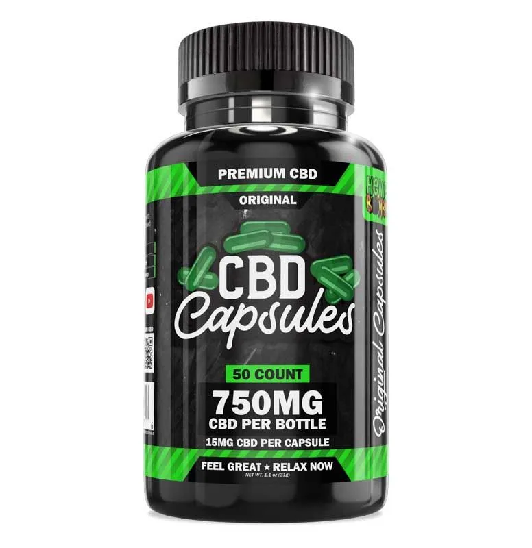 Hemp Bombs, Original CBD Capsules, Isolate THC-Free, 50ct, 750mg CBD