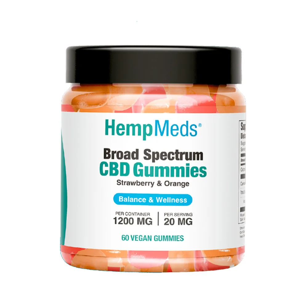 HempMeds, CBD Gummies, Strawberry Orange, Broad Spectrum THC-Free, 60ct, 1200mg CBD