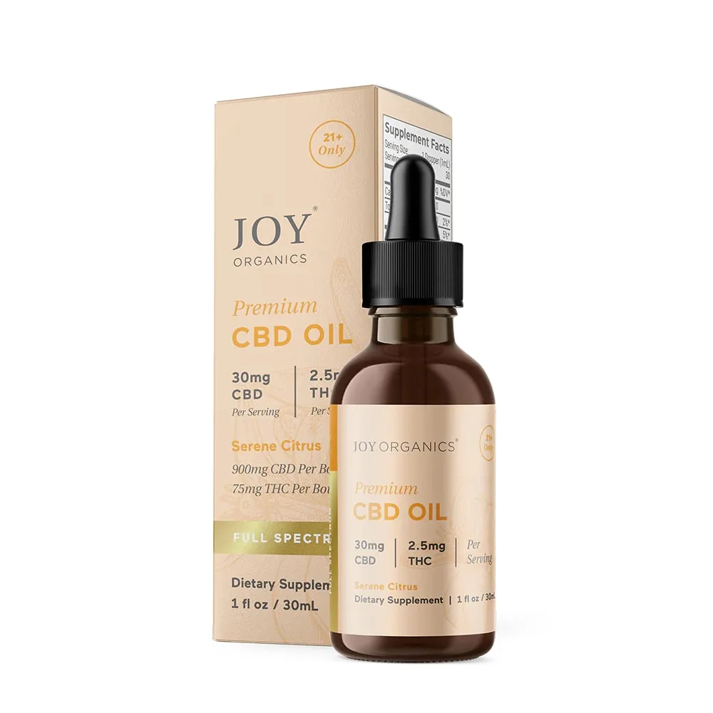 Joy Organics, 2.5mg THC + 30mg CBD Tincture, Citrus, Full Spectrum, 1fl oz, 75mg THC + 900mg CBD