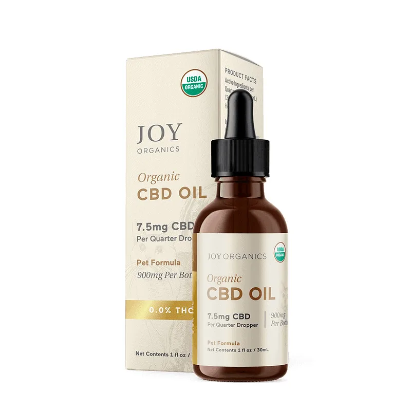 Joy Organics, Premium CBD Pet Tincture for Dogs + Cats, Broad Spectrum THC-Free, 1fl oz, 900mg CBD