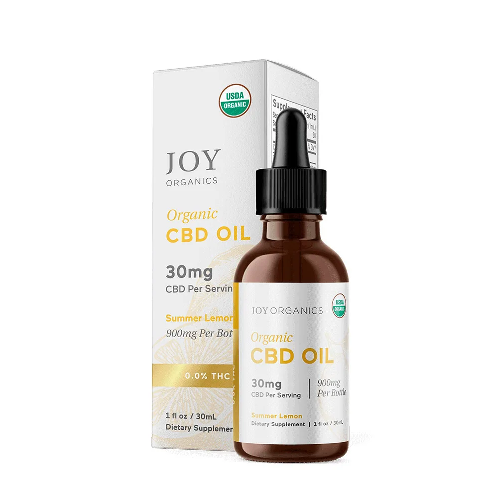 Joy Organics, Summer Lemon Organic CBD Tincture, Broad Spectrum THC-Free, 1fl oz, 900mg CBD