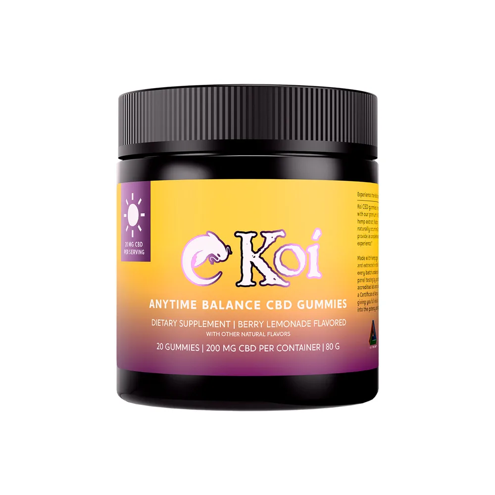 Koi CBD, Anytime Balance CBD Gummies, Berry Lemonade, Broad Spectrum THC-Free, 20ct, 200mg CBD