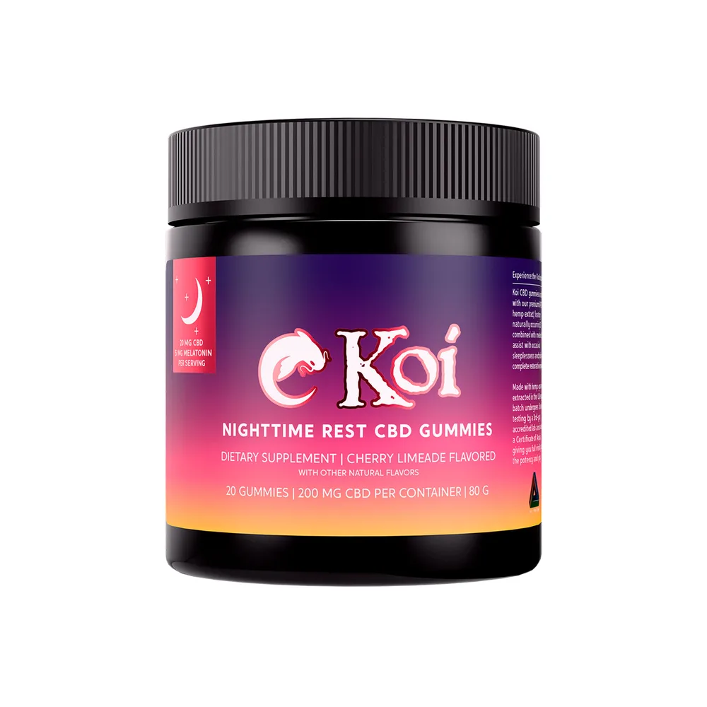 Koi CBD, Nighttime Rest CBD Gummies, Cherry Limeade, Broad Spectrum THC-Free, 20ct, 200mg CBD
